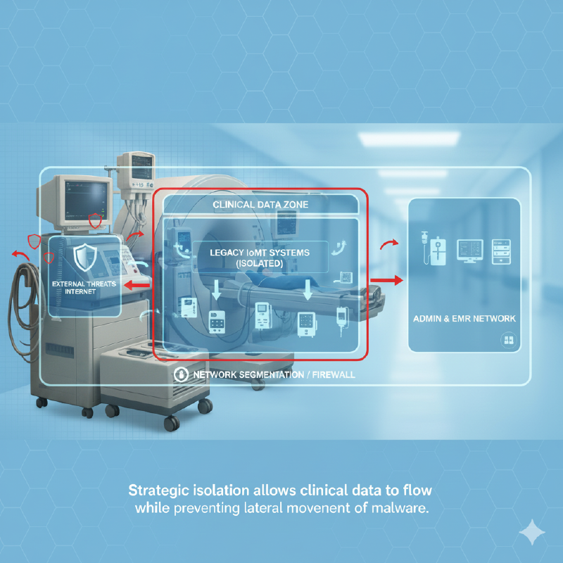Diagram showing segmented medical network zones