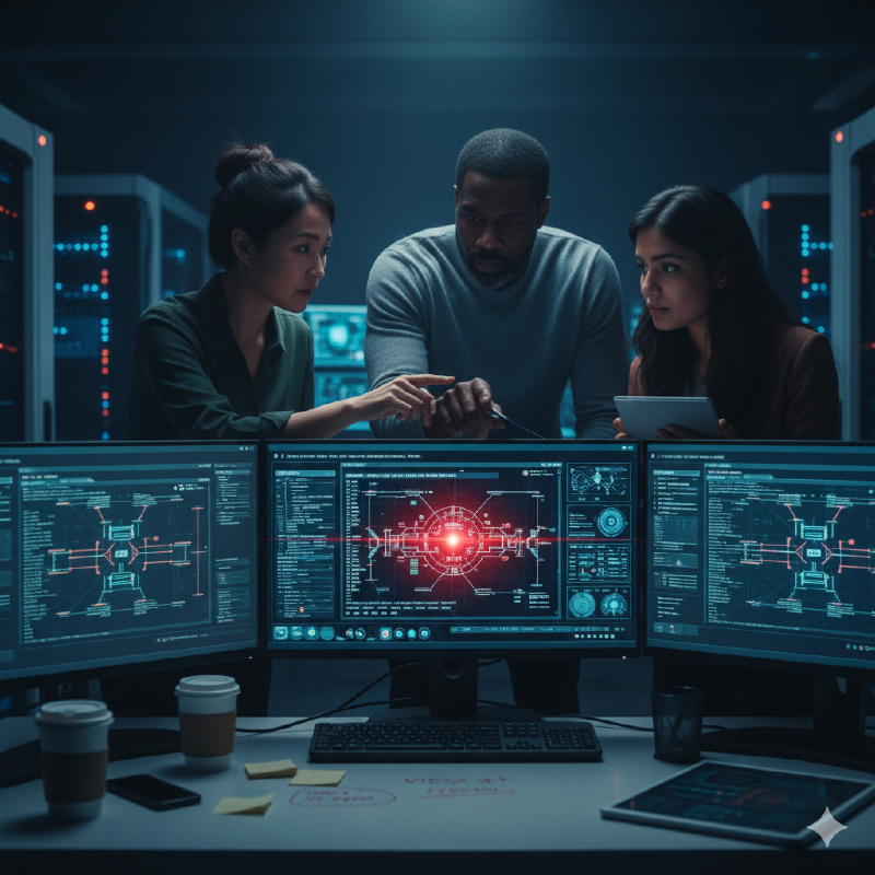 Security professional analyzing network traffic for ransomware signals